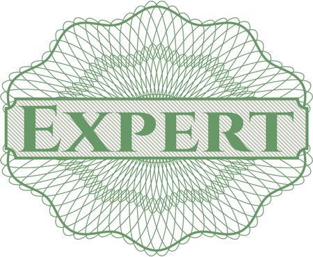 Expert inside money style emblem or rosette