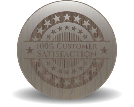 100% Customer Satisfaction vintage wood emblem