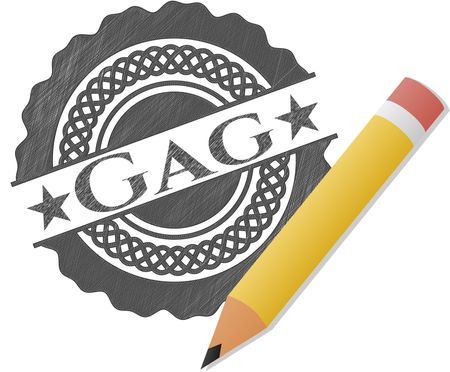 Gag drawn with pencil strokes