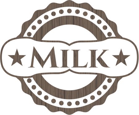 Milk realistic wooden emblem
