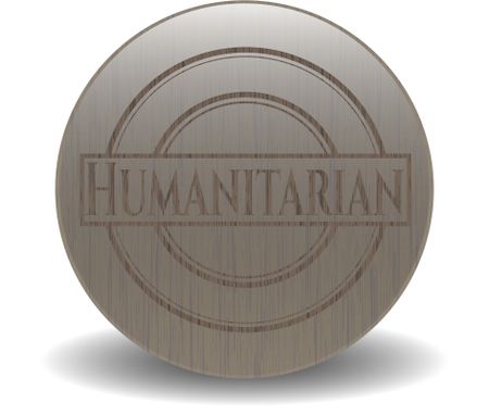 Humanitarian wood icon or emblem