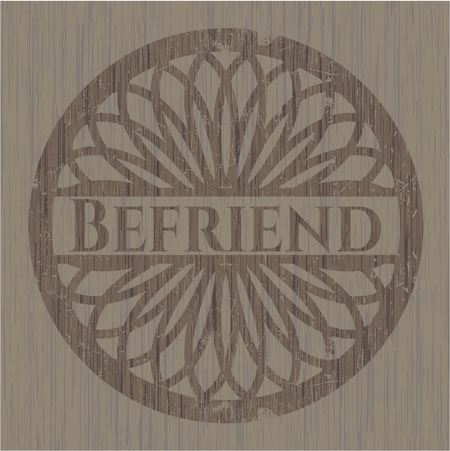 Befriend wooden emblem. Retro