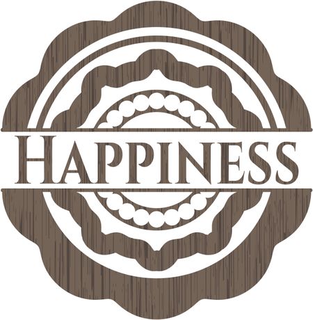 Happiness wooden emblem. Retro
