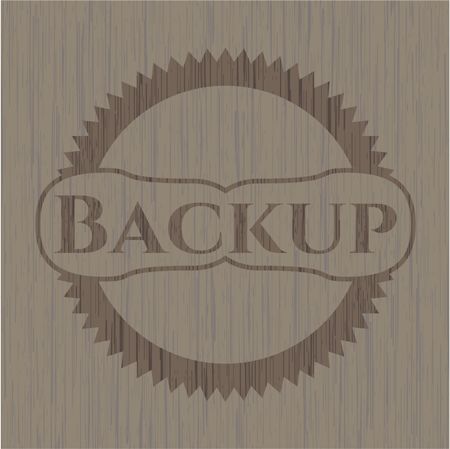 Backup badge with wood background