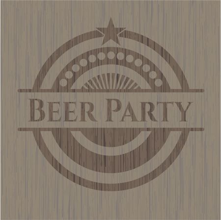 Beer Party wooden emblem. Vintage.