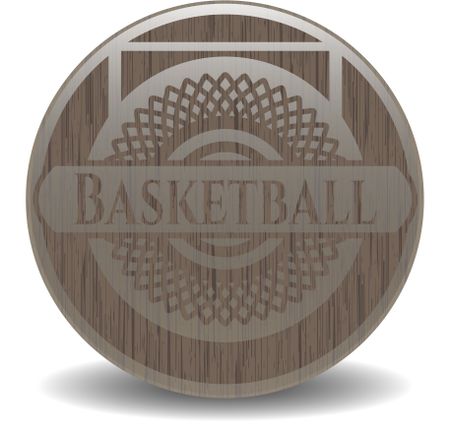 Basketball retro style wood emblem