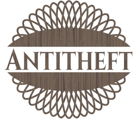 Antitheft wooden emblem. Vintage.