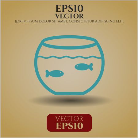 fishbowl with fish icon vector symbol flat eps jpg