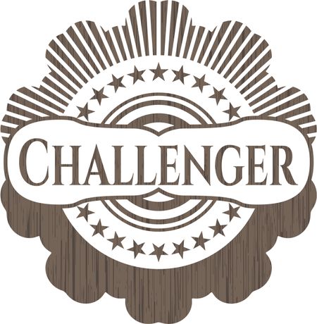 Challenger badge with wood background