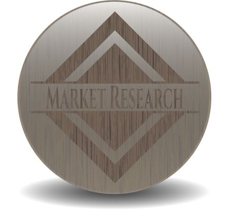 Market Research realistic wooden emblem