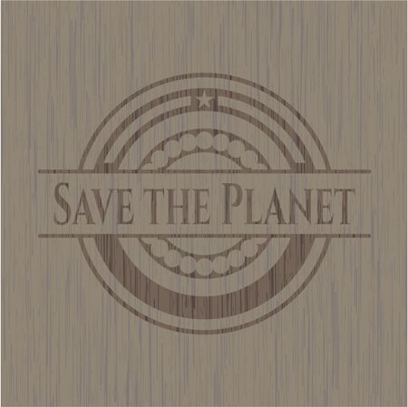 Save the Planet retro style wood emblem