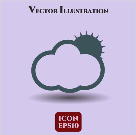 sun behind cloud icon vector symbol flat eps jpg app