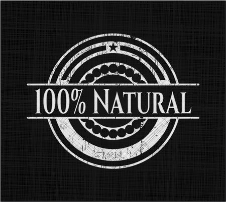 100% Natural written with chalkboard texture