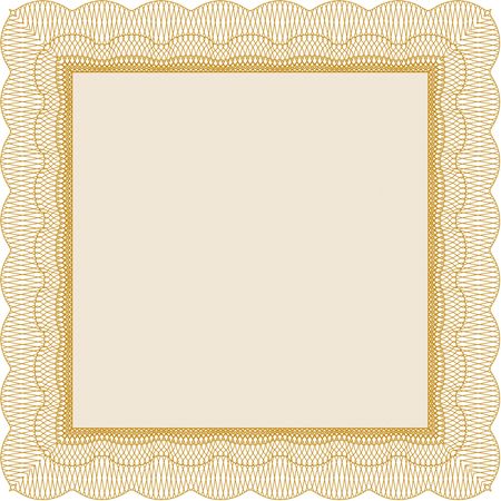 Diploma template or certificate template. Artistry design. With quality background. Vector pattern that is used in money and certificate. Orange color.