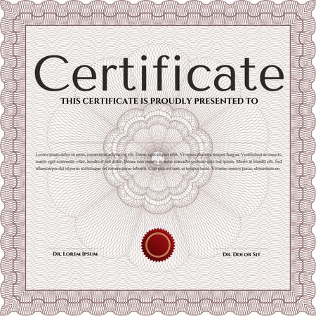 Diploma template or certificate template. Artistry design. With quality background. Vector pattern that is used in money and certificate. Red color.
