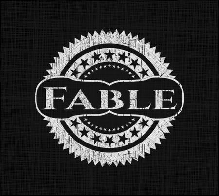 Fable chalkboard emblem on black board