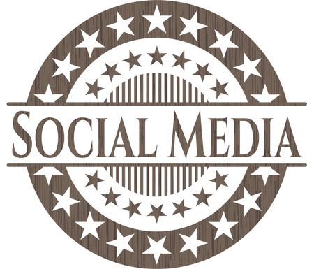 Social Media retro style wood emblem