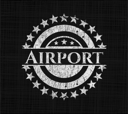 Airport chalkboard emblem written on a blackboard