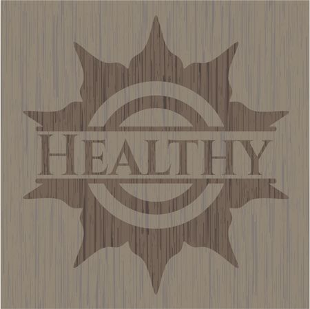 Healthy retro style wooden emblem