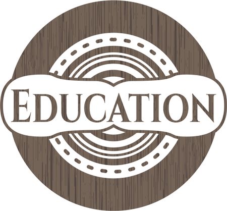 Education wooden emblem. Retro
