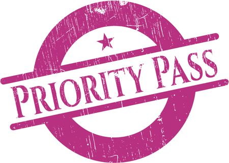 Priority Pass rubber grunge texture stamp
