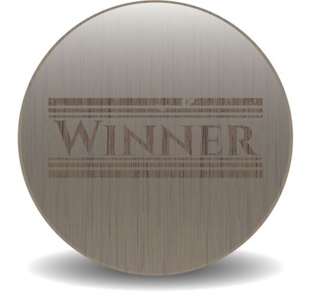 Winner badge with wooden background