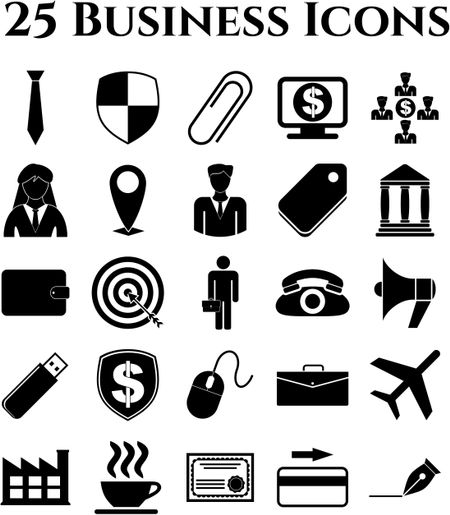 Set of 25 business icons. Universal Modern Icons.