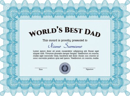 Best Father Award. Beauty design. Border, frame. With linear background. 