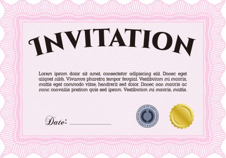 Retro invitation template. Border, frame. Beauty design. With linear background. 