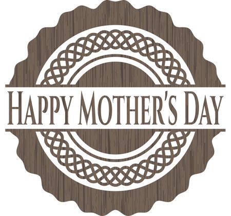 Happy Mother's Day vintage wooden emblem