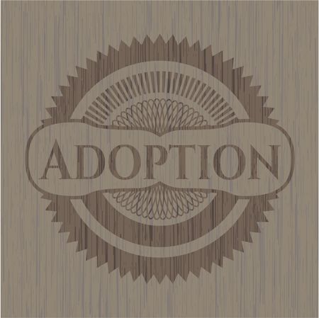 Adoption realistic wooden emblem