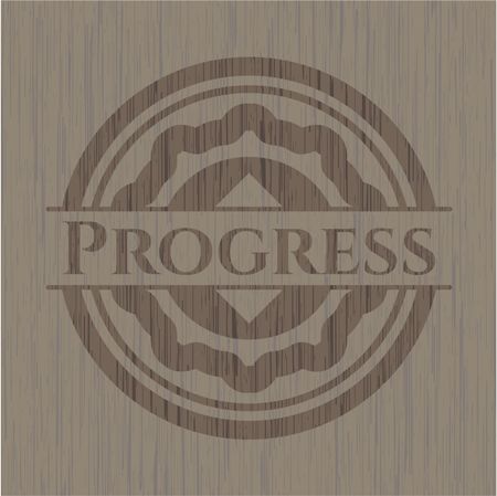 Progress retro style wooden emblem