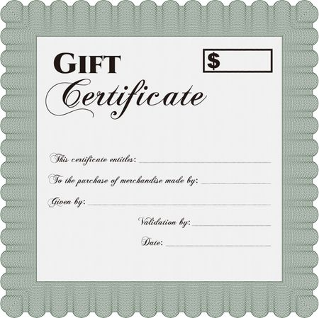 Modern gift certificate template. Sophisticated design. With great quality guilloche pattern.