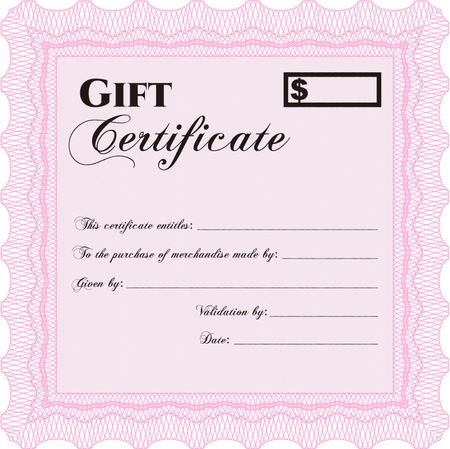 Vector Gift Certificate template. With complex linear background. Vector illustration. Excellent complex design. 