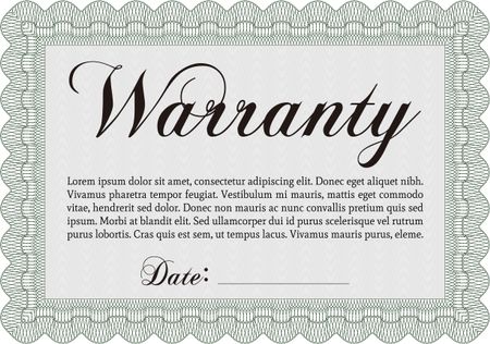 Sample Warranty. With linear background. Border, frame. Beauty design. 