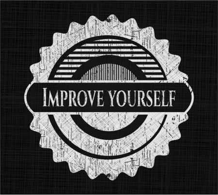 Improve yourself chalkboard emblem on black board