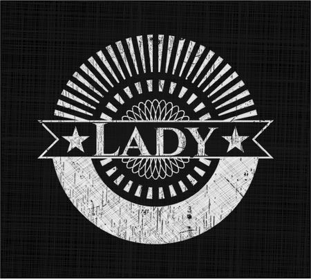 Lady chalkboard emblem on black board