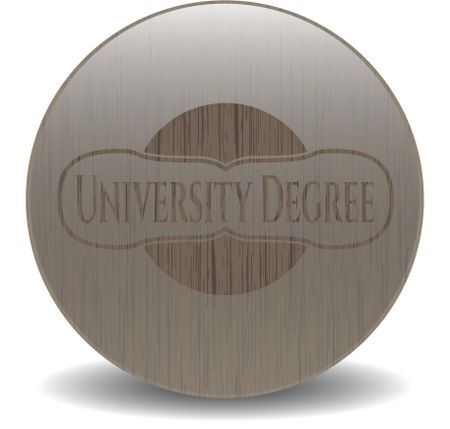 University Degree realistic wood emblem