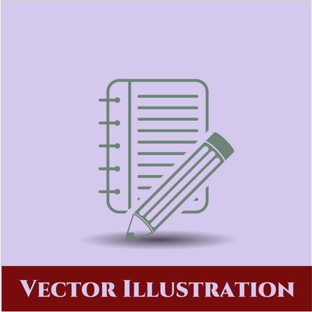 Notebook with pencil vector icon