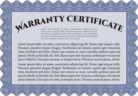 Sample Warranty. Border, frame. Beauty design. With linear background. 