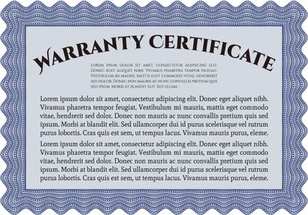 Sample Warranty. Border, frame. Beauty design. With linear background.