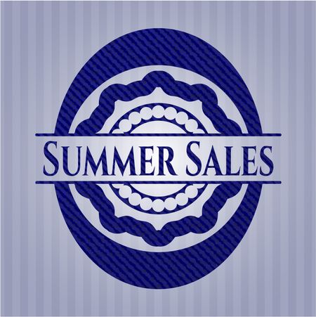 Summer Sales badge with denim background