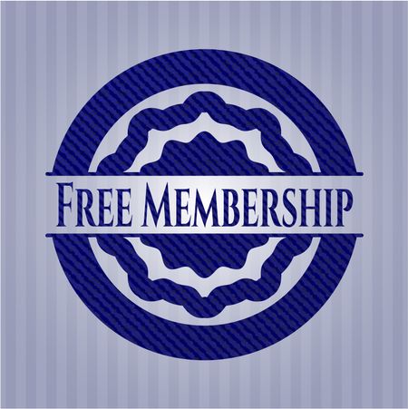 Free Membership badge with denim background