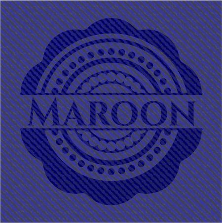 Maroon emblem with denim texture