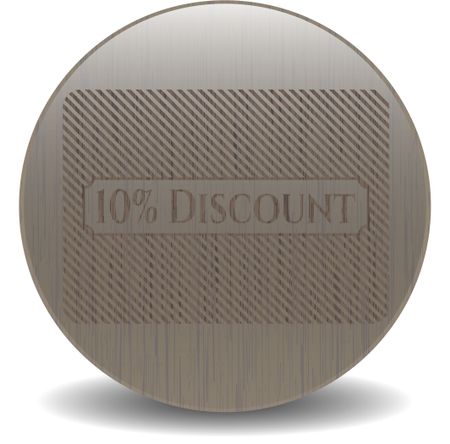 10% Discount badge with wood background