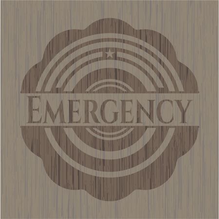 Emergency retro style wood emblem