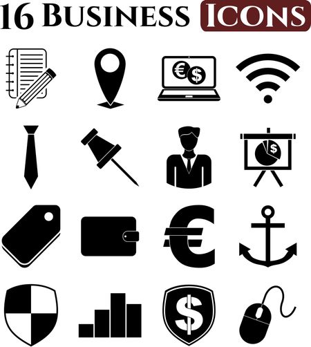 Set of 16 business icons. Universal Modern Icons.