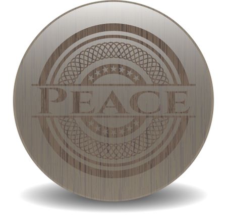 Peace retro style wooden emblem