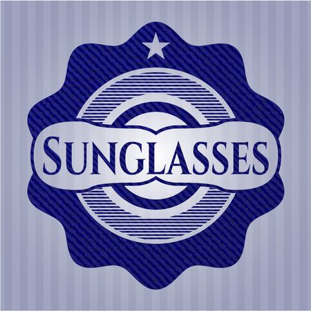 Sunglasses emblem with jean background