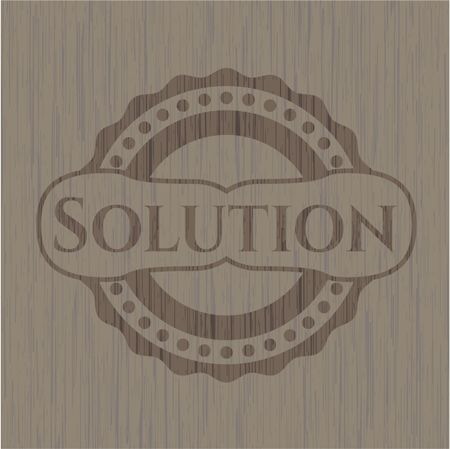 Solution badge with wooden background